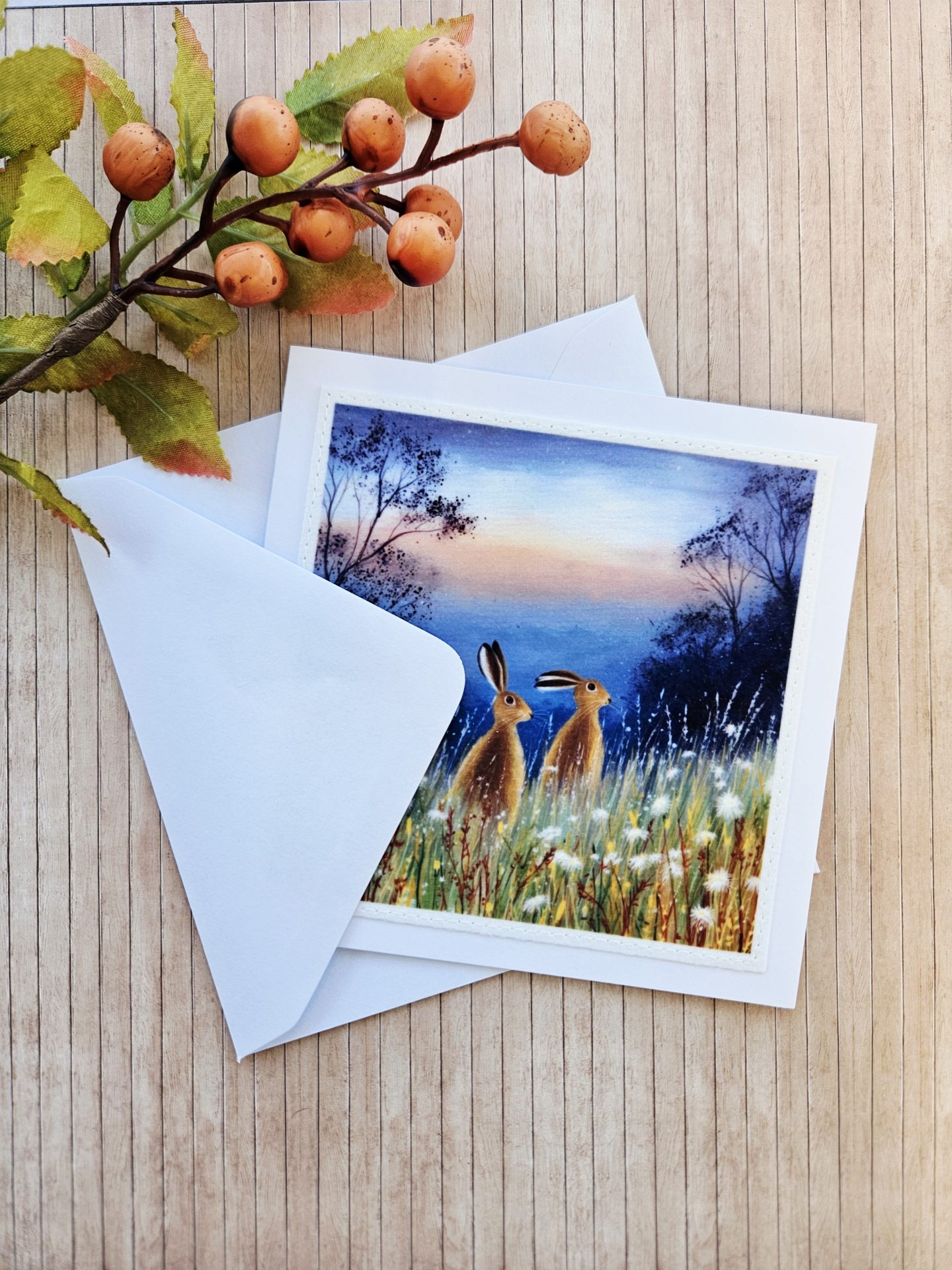 nature inspired hare card countryside design