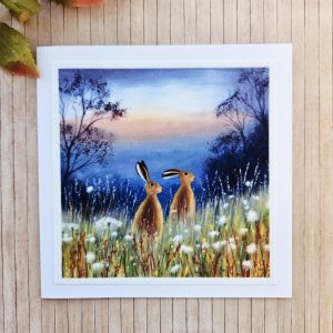 hare greeting card handmade countryside design stitched fabric