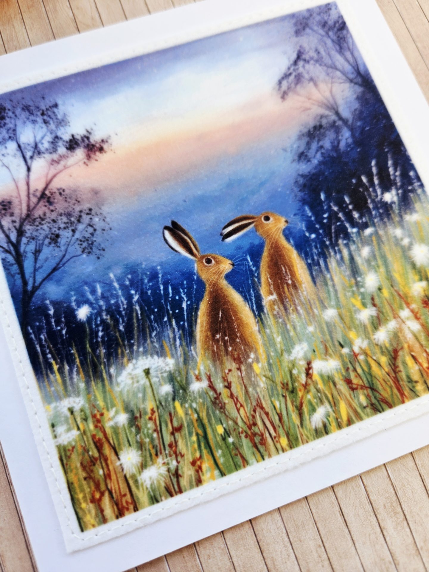 thinking of you hare greeting card handmade