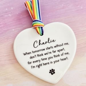 dog memorial gift personalised ceramic heart keepsake name