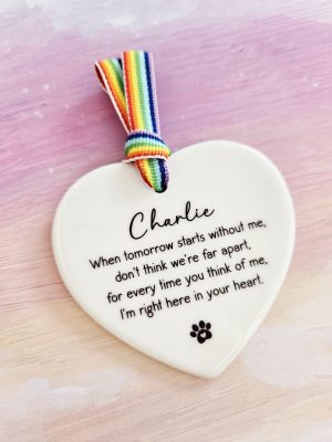 dog memorial gift personalised ceramic heart keepsake name