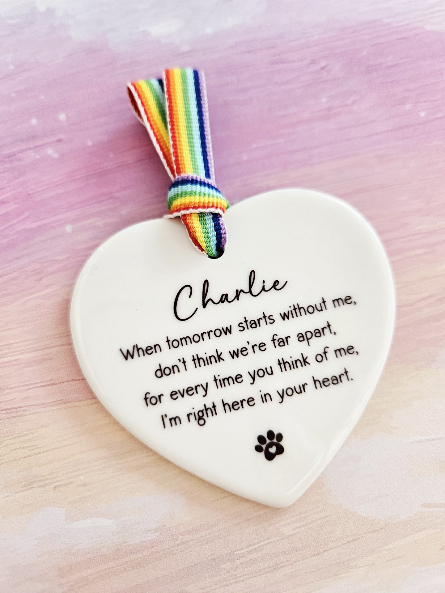dog memorial gift personalised ceramic heart keepsake name