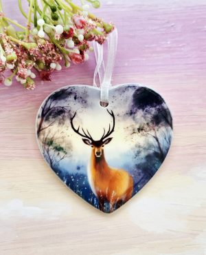 woodland stag ceramic heart keepsake