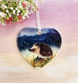 hedgehog ceramic heart woodland design