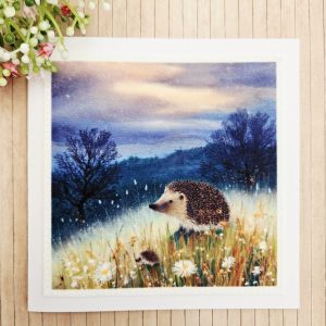 hedgehog greeting card handmade woodland design
