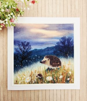 hedgehog greeting card handmade woodland design