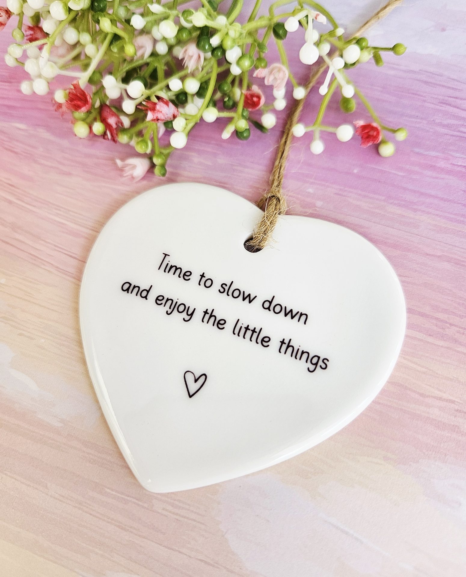 thinking of you ceramic heart ornament