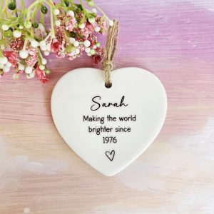 personalised birthday ceramic heart name year