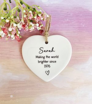personalised birthday ceramic heart name year