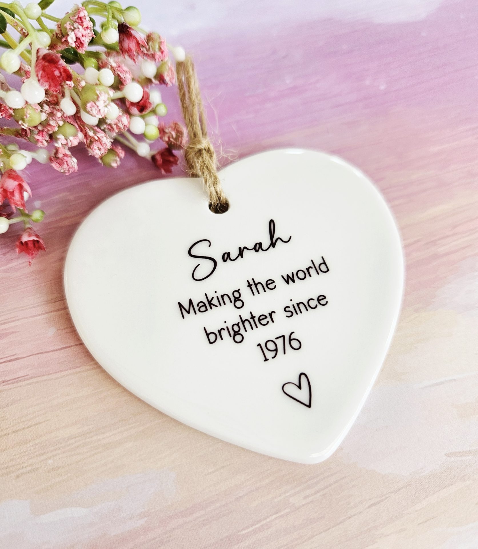 milestone birthday ceramic heart keepsake gift