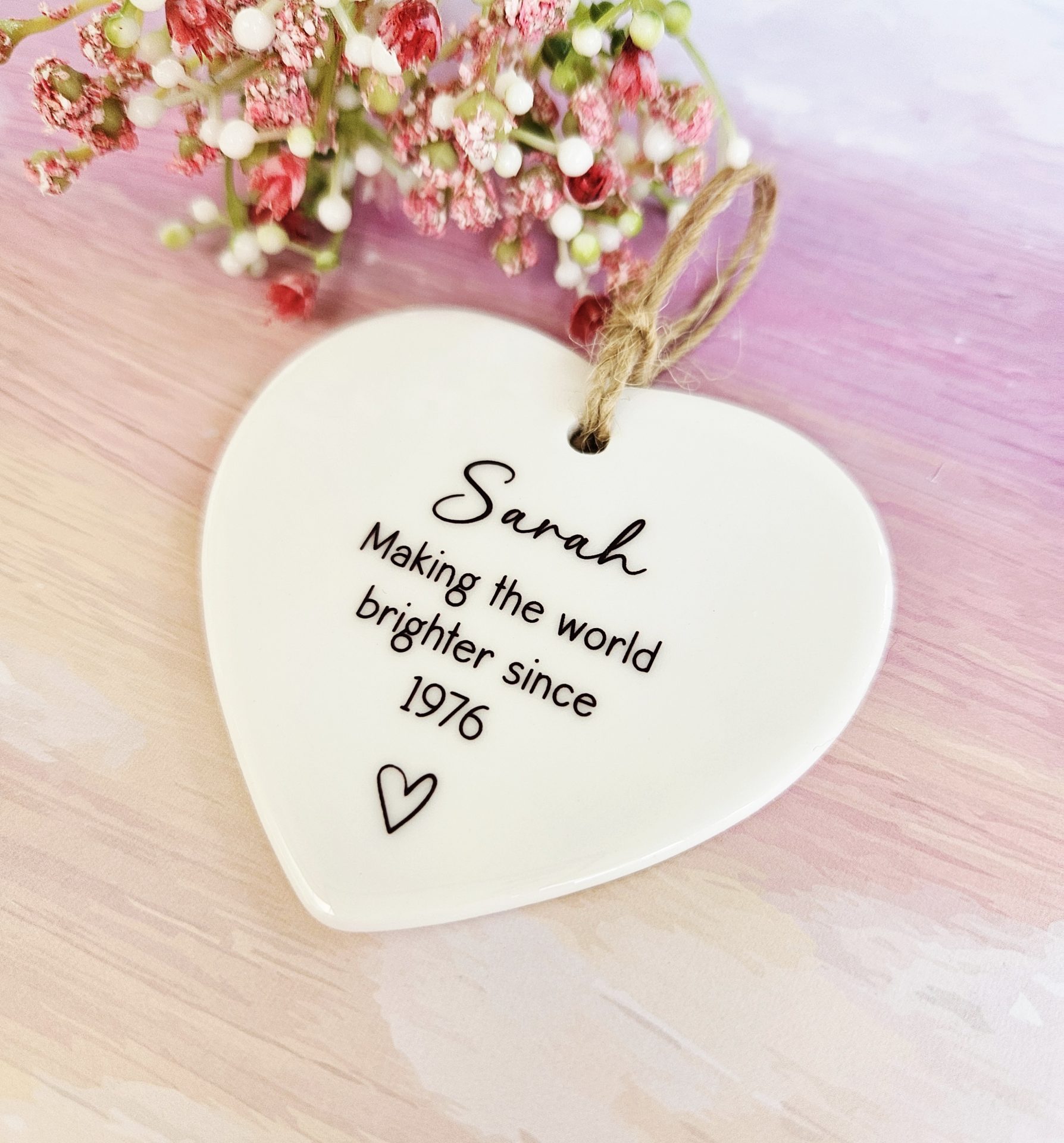 birthday keepsake ceramic heart personalised