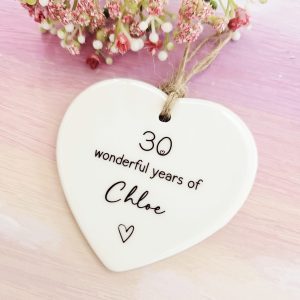 personalised birthday ceramic heart any age