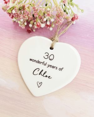 personalised birthday ceramic heart any age