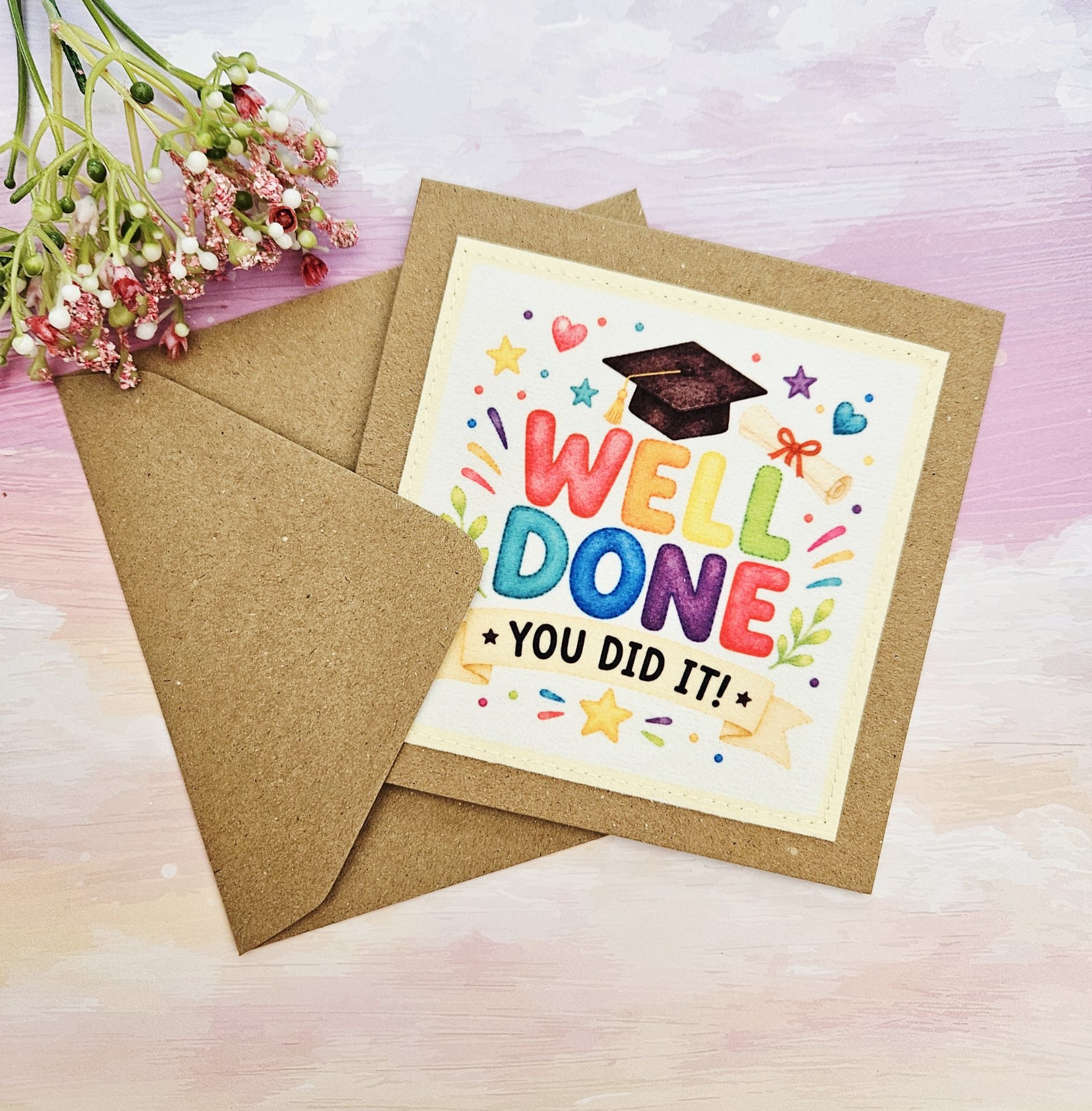 colourful graduation keepsake card