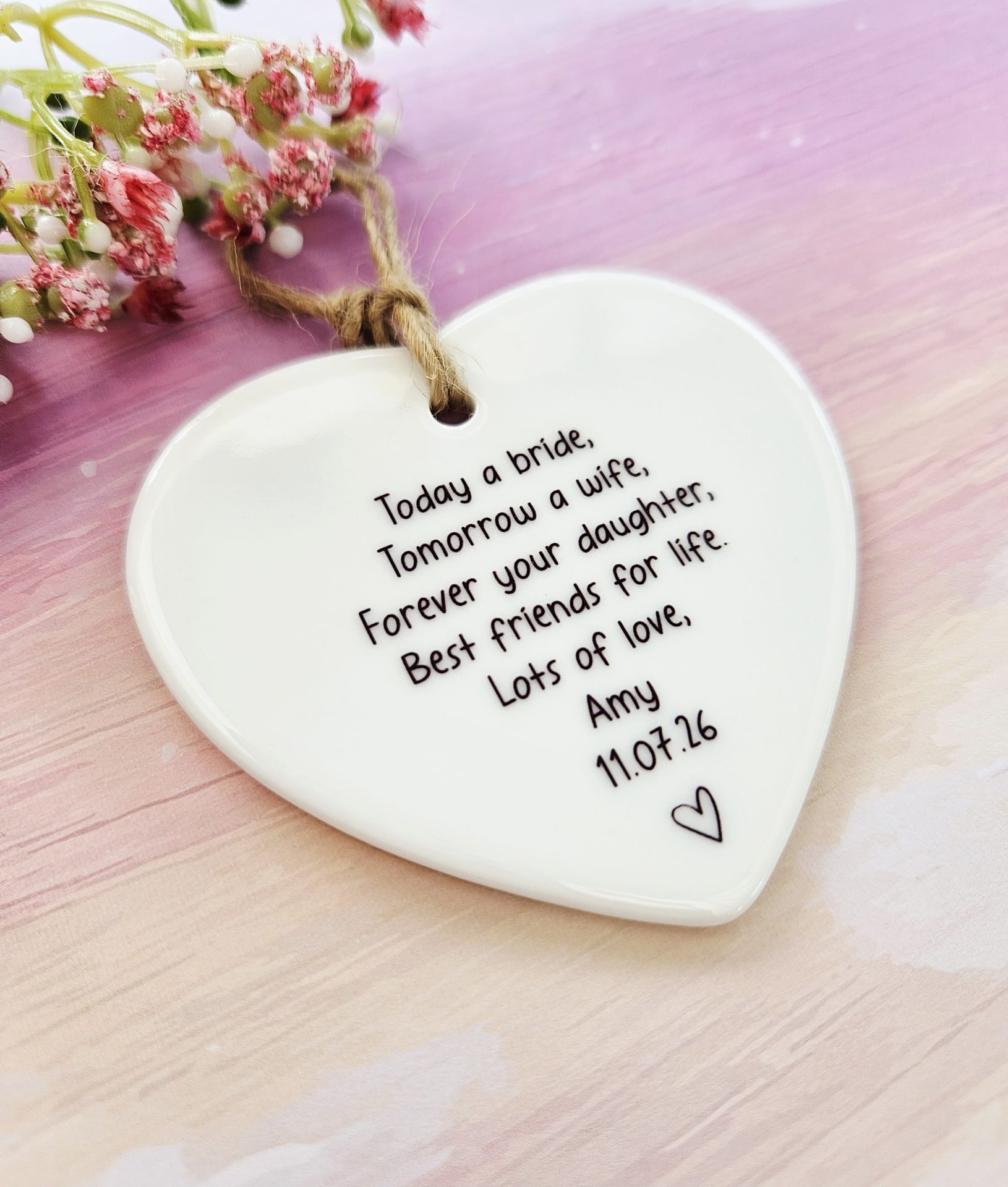 Wedding day gift for Mum ceramic keepsake from daughter