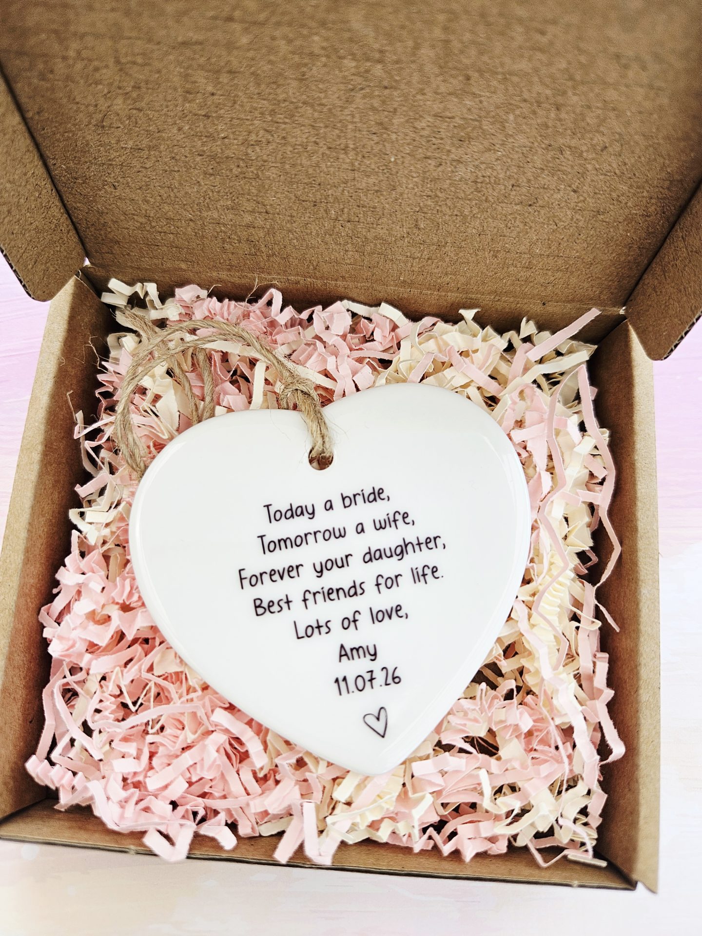Handmade Mother of the Bride gift ceramic keepsake handmade in Wales