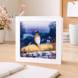 Handmade pheasant greeting card featuring British wildlife illustration