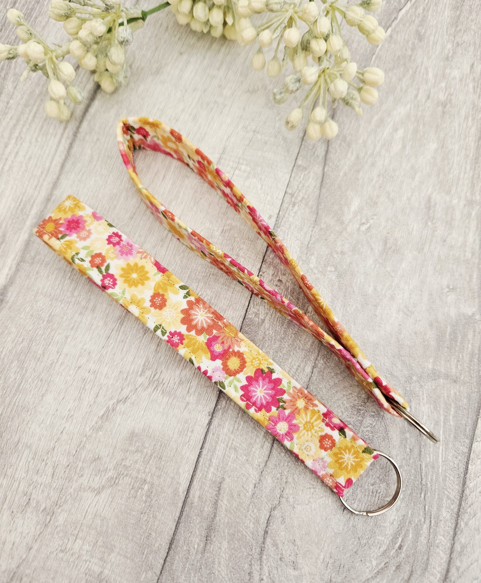 Floral fabric wristlet handmade from quality cotton fabric