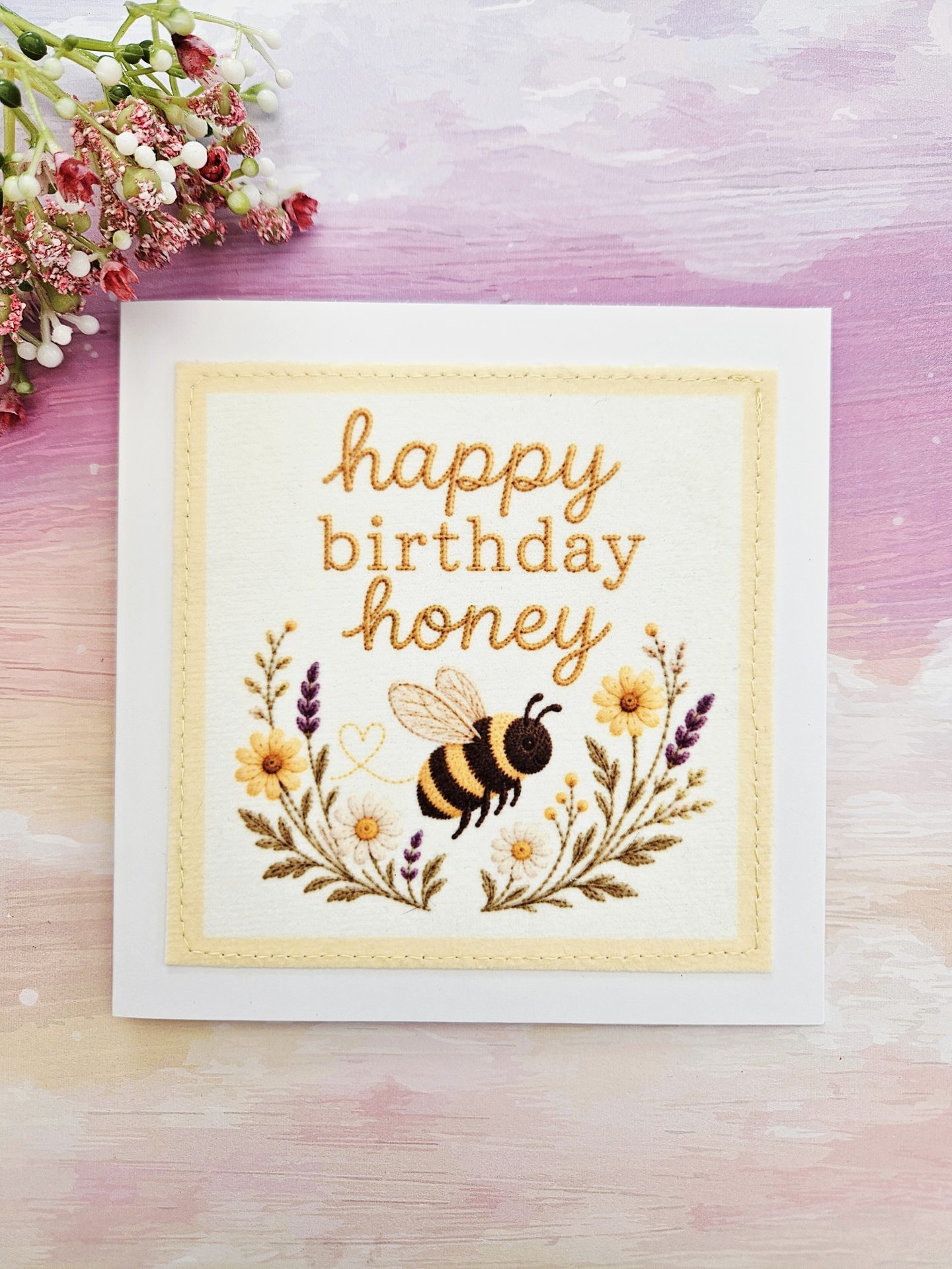 Handmade Happy Birthday Honey bee greeting card